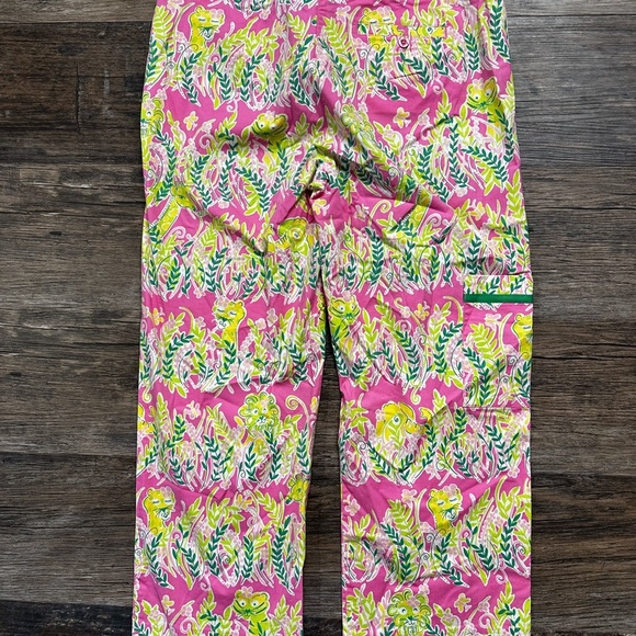 Lilly Pulitzer Pink and Green Tropical Patterned Trousers - Picture 2 of 7